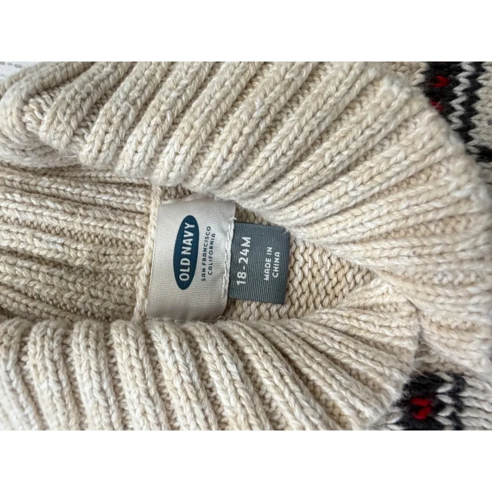 Old Navy Toddler Boys Fair Isle Shawl Collar Cardigan Sweater Oatmeal 18-24M
